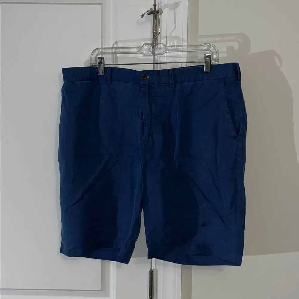 Polo Ralph Lauren Silk Linen Cotton Blend Flat Front Blue Golf shorts 38
